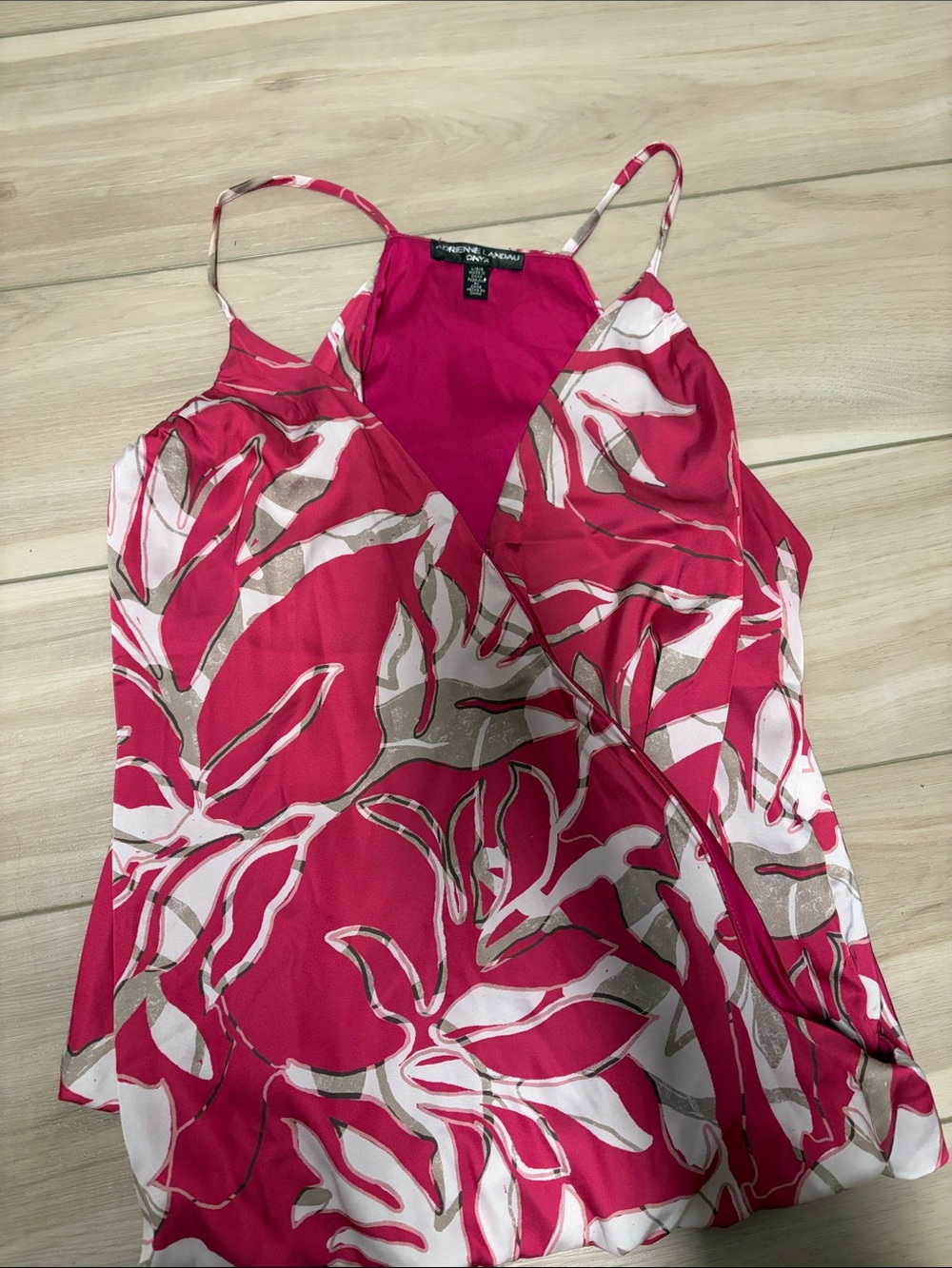 Adrienne Landau Magenta Pink Floral Print Spaghetti Strap Camisole